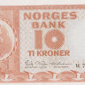 10 крон 1970 года. Норвегия. р31е