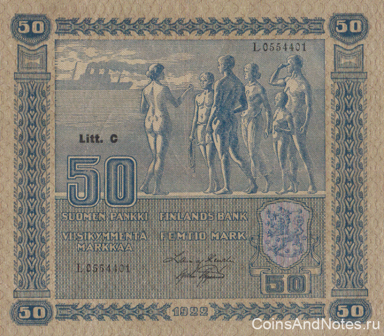 50 марок 1922 года. Финляндия. р64а(4)