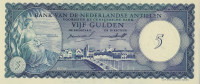 Банкнота 5 гульденов 1962 года. Нидерландские Антилы. р1