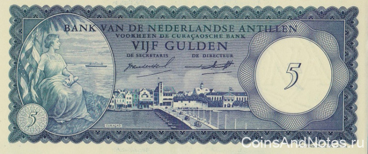 5 гульденов 1962 года. Нидерландские Антилы. р1