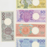Набор банкнот 1, 2, 5, 10, 20, 50, 100, 200, 500 золотых 1990 года. Польша.