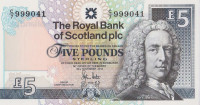 Банкнота 5 фунтов 2010 года. Шотландия. р352е
