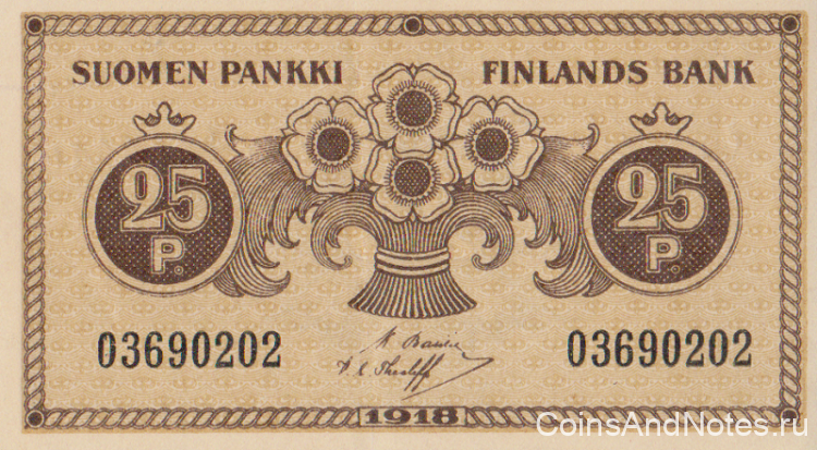 25 пенни 1918 года. Финляндия. р33(8)