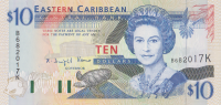 10 долларов 1994 года. Карибские острова. р32к