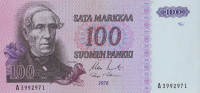 100 марок 1976 года. Финляндия. р109а(21)