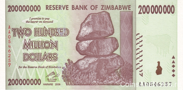 200 миллионов долларов 2008 года. Зимбабве. р81