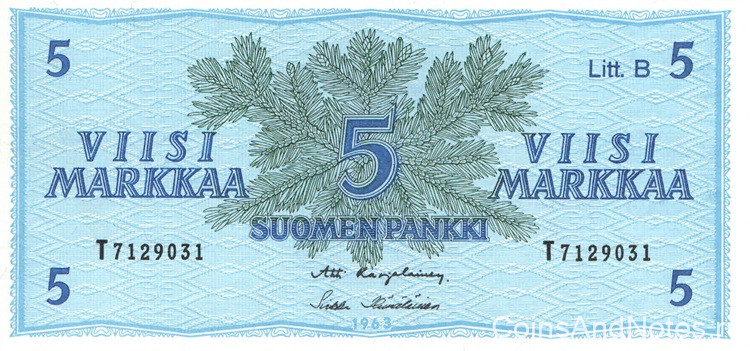 5 марок 1963 года. Финляндия. р106Аа(8) 5 марок 1963 года. Финляндия. р106Аа(8)