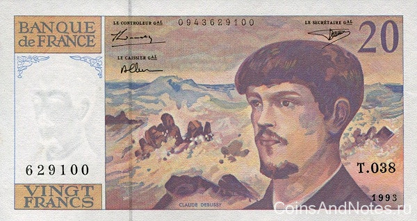 20 франков 1993 года. Франция. р151f