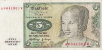 5 марок 1960 года. ФРГ. р18а