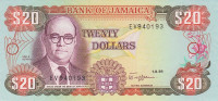 20 долларов 1989 года. Ямайка. р72с