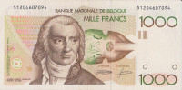 Банкнота 1000 франков 1980-1996 годов. Бельгия. р144а(3)