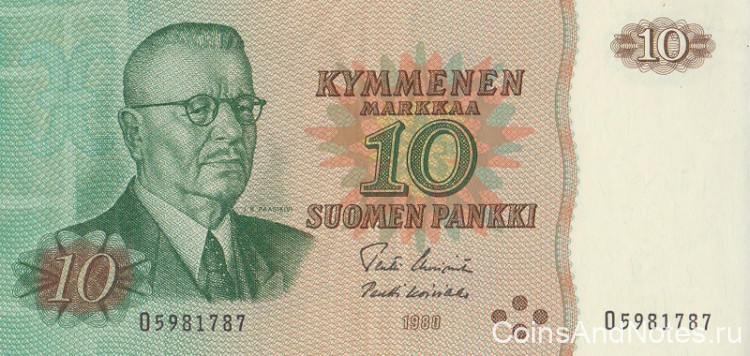 10 марок 1980 года. Финляндия. р111а(20)