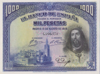 Банкнота 1000 песет 1928 года. Испания. р78