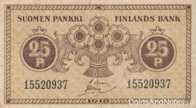 25 пенни 1918 года. Финляндия. р33(9)