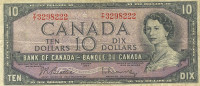 10 долларов 1954 года. Канада. р79b