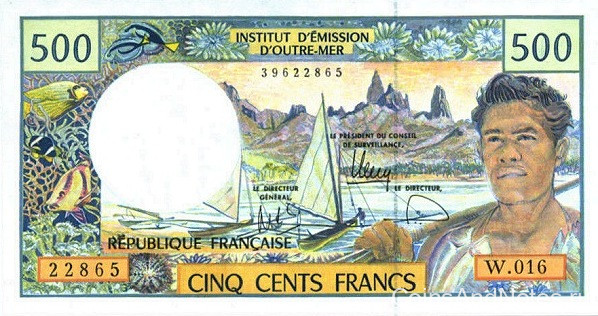 500 франков 1990-2012 годов. Тихоокеанские территории. р1h