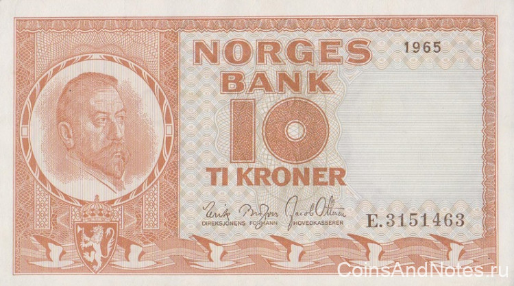 10 крон 1965 года. Норвегия. р31е