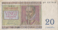 Банкнота 20 франков 01.07.1950 года. Бельгия. р132а