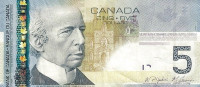 Банкнота 5 долларов 2009 года. Канада. р101Ас