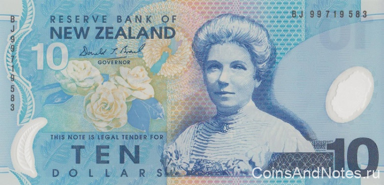 10 долларов 1999 года. Новая Зеландия. р186а