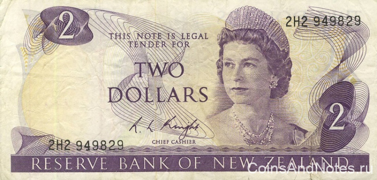 2 доллара 1967-1981 годов. Новая Зеландия. р164с