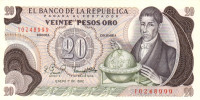 Банкнота 20 песо 1982 года. Колумбия. р409d