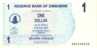 1 доллар 01.08.2006 года. Зимбабве. р37