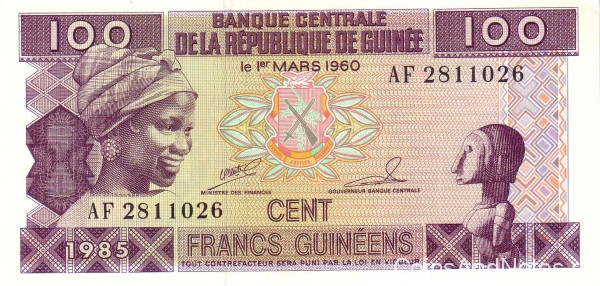 100 франков 1985 года. Гвинея. р30