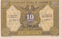 10 центов 1942 года. Французский Индокитай. р89а