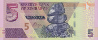 Банкнота 5 долларов 2019 года. Зимбабве. р new
