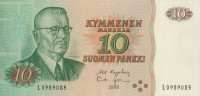 Банкнота 10 марок 1980 года. Финляндия. р111а(7)
