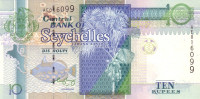 Банкнота 10 рупий 1998-2008 годов. Сейшельские острова. р36b