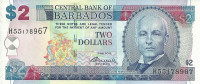 Банкнота 2 доллара 02.05.2012 года. Барбадос. р66c