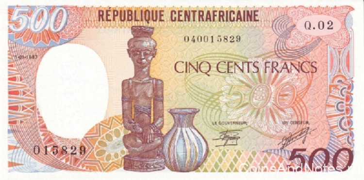 500 франков 01.01.1987 года. Центральная Африканская Республика. р14с