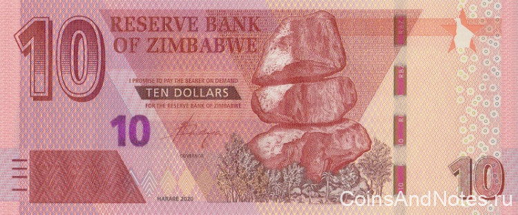 10 долларов 2020 года. Зимбабве. р new