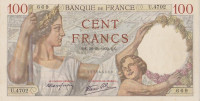 Банкнота 100 франков 1939 года. Франция. р94