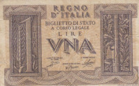 1 лира 1939 года. Италия. р26