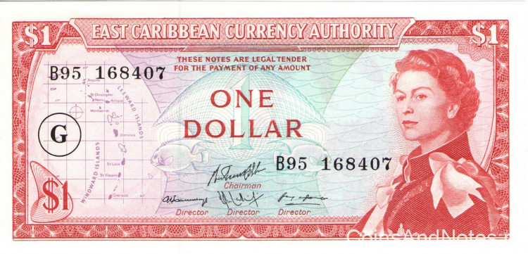 1 доллар 1965 года. Карибские острова. р13j