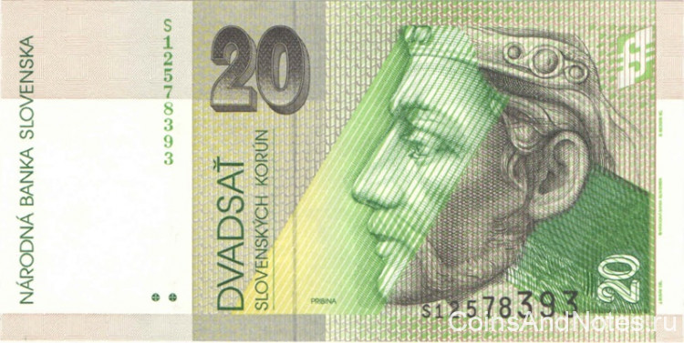 20 крон 2001 года. Словакия. р20e