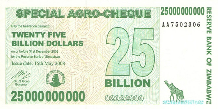 25 миллиардов долларов 2008 года. Зимбабве. р62