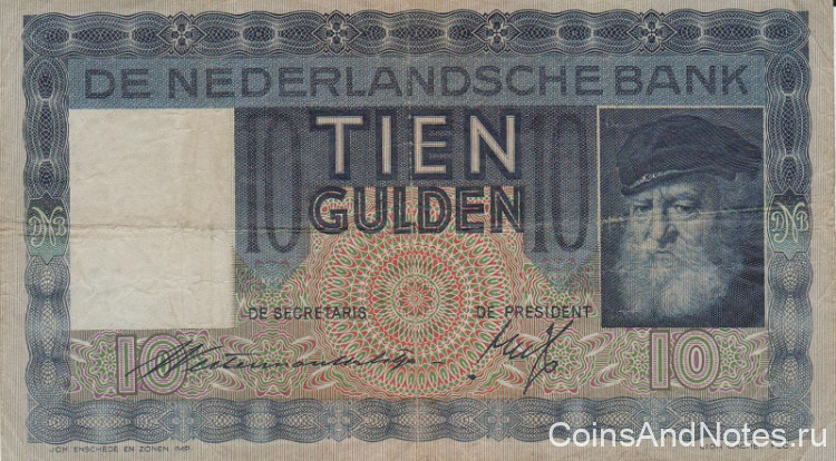 10 гульденов 17.11.1938 года. Нидерланды. р49