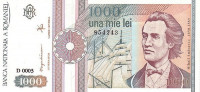 Банкнота 1000 лей 1991 года. Румыния. р101Ab
