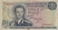Банкнота 20 франков 07.03.1966 года. Люксембург. р54а(2)