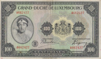 Банкнота 100 франков 1934 года. Люксембург. р39