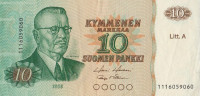 Банкнота 10 марок 1980 года. Финляндия. р112а(20)