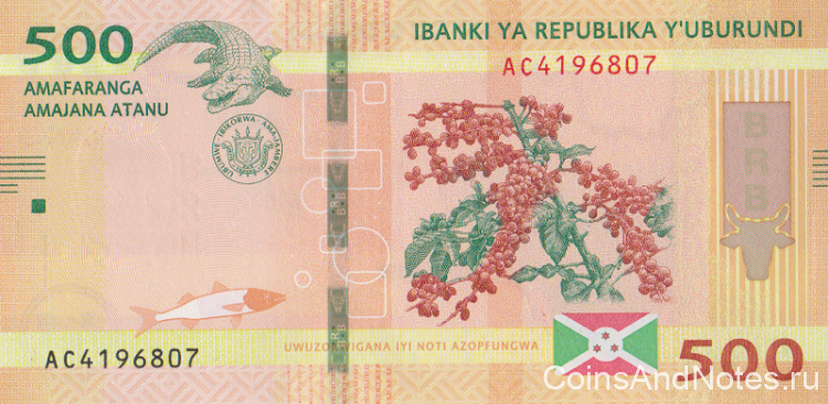 500 франков 2018 года. Бурунди. р50(18)