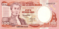 Банкнота 100 песо 1991 года. Колумбия. р426e