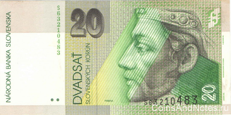 20 крон 2004 года. Словакия. р20f 20 крон 2004 года. Словакия. р20f