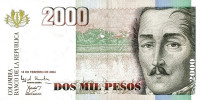 2000 песо 18.02.2004 года. Колумбия. р451h