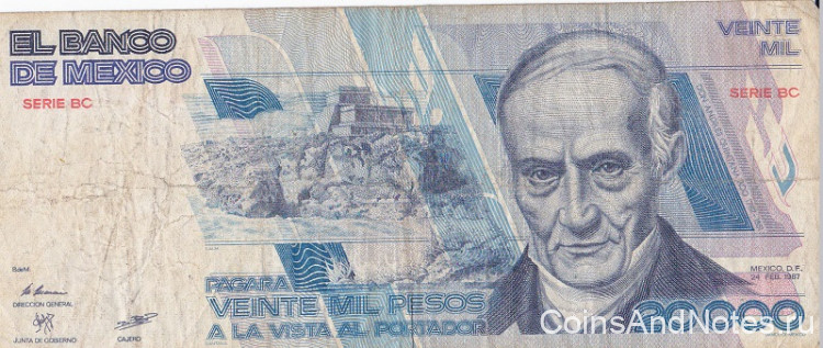 20000 песо 24.02.1987 года. Мексика. р91b